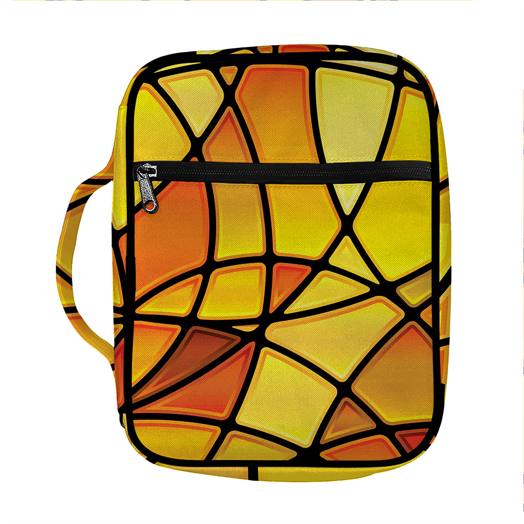 Yellow Stained Glass Mosaic Print Front Pocket Bible Bag