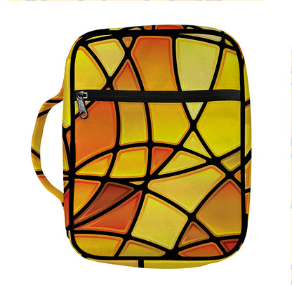 Yellow Stained Glass Mosaic Print Front Pocket Bible Bag