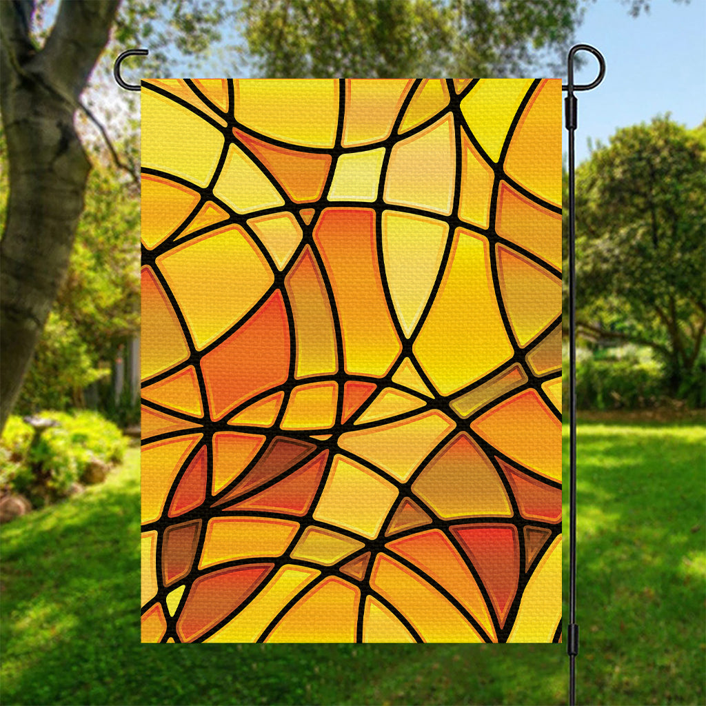 Yellow Stained Glass Mosaic Print Garden Flag
