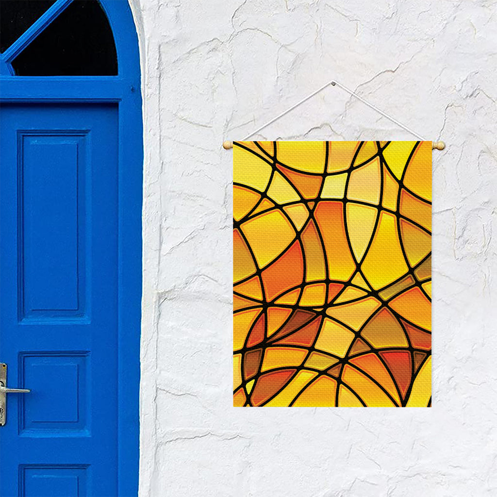 Yellow Stained Glass Mosaic Print Garden Flag