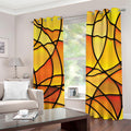 Yellow Stained Glass Mosaic Print Grommet Curtains