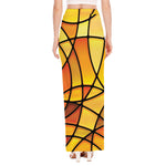 Yellow Stained Glass Mosaic Print High Slit Maxi Skirt