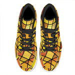 Yellow Stained Glass Mosaic Print High Top Leather Sneakers