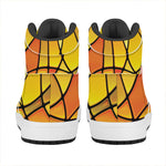 Yellow Stained Glass Mosaic Print High Top Leather Sneakers