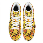 Yellow Stained Glass Mosaic Print High Top Leather Sneakers