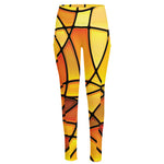Yellow Stained Glass Mosaic Print High-Waisted Pocket Leggings