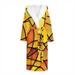 Yellow Stained Glass Mosaic Print Hooded Bathrobe
