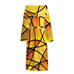 Yellow Stained Glass Mosaic Print Hooded Bathrobe
