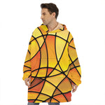 Yellow Stained Glass Mosaic Print Hoodie Blanket