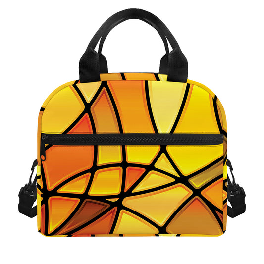 Yellow Stained Glass Mosaic Print Insulated Lunch Bag