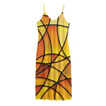 Yellow Stained Glass Mosaic Print Jersey Midi Cami Dress