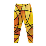Yellow Stained Glass Mosaic Print Jogger Pants