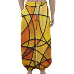 Yellow Stained Glass Mosaic Print Lantern Pants