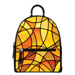 Yellow Stained Glass Mosaic Print Leather Backpack