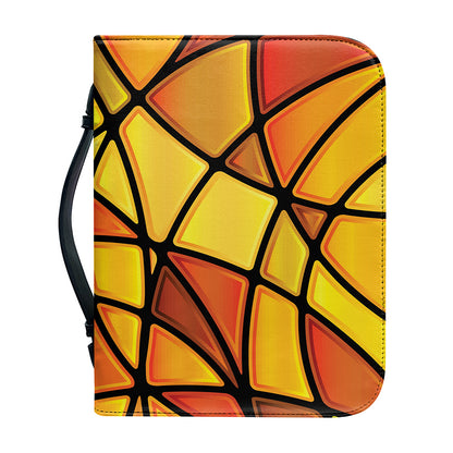 Yellow Stained Glass Mosaic Print Leather Bible Cover