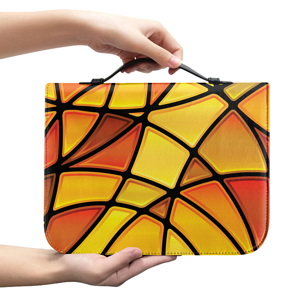 Yellow Stained Glass Mosaic Print Leather Bible Cover