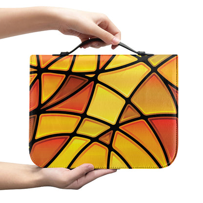 Yellow Stained Glass Mosaic Print Leather Bible Cover