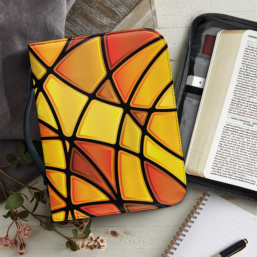 Yellow Stained Glass Mosaic Print Leather Bible Cover