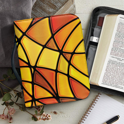 Yellow Stained Glass Mosaic Print Leather Bible Cover
