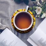 Yellow Stained Glass Mosaic Print Leather Coaster Set