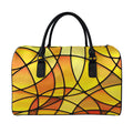 Yellow Stained Glass Mosaic Print Leather Duffel Bag