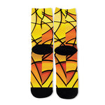 Yellow Stained Glass Mosaic Print Long Socks