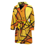 Yellow Stained Glass Mosaic Print Men's Bathrobe