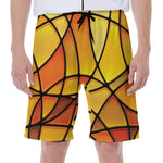 Yellow Stained Glass Mosaic Print Men's Beach Shorts