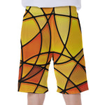 Yellow Stained Glass Mosaic Print Men's Beach Shorts