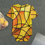 Yellow Stained Glass Mosaic Print Men's Bodysuit