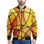 Yellow Stained Glass Mosaic Print Men's Bomber Jacket