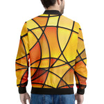 Yellow Stained Glass Mosaic Print Men's Bomber Jacket