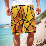 Yellow Stained Glass Mosaic Print Men's Cargo Shorts