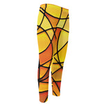 Yellow Stained Glass Mosaic Print Men's Compression Pants