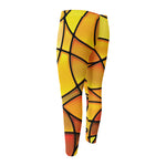 Yellow Stained Glass Mosaic Print Men's Compression Pants