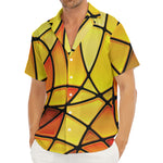 Yellow Stained Glass Mosaic Print Men's Deep V-Neck Shirt