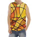 Yellow Stained Glass Mosaic Print Men's Fitness Tank Top