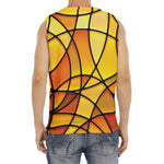 Yellow Stained Glass Mosaic Print Men's Fitness Tank Top
