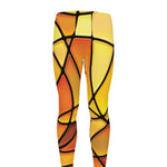Yellow Stained Glass Mosaic Print Men's leggings