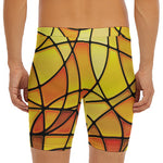 Yellow Stained Glass Mosaic Print Men's Long Boxer Briefs