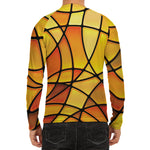 Yellow Stained Glass Mosaic Print Men's Long Sleeve Rash Guard