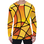 Yellow Stained Glass Mosaic Print Men's Long Sleeve T-Shirt