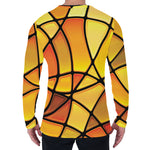 Yellow Stained Glass Mosaic Print Men's Long Sleeve T-Shirt
