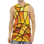 Yellow Stained Glass Mosaic Print Men's Muscle Tank Top