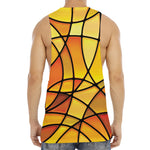 Yellow Stained Glass Mosaic Print Men's Muscle Tank Top