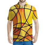Yellow Stained Glass Mosaic Print Men's Polo Shirt