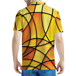 Yellow Stained Glass Mosaic Print Men's Polo Shirt