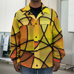Yellow Stained Glass Mosaic Print Men's Shirt Jacket