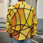 Yellow Stained Glass Mosaic Print Men's Shirt Jacket