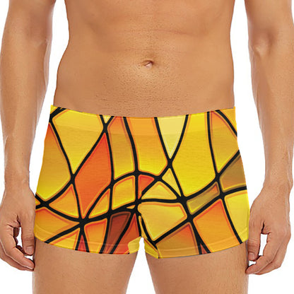 Yellow Stained Glass Mosaic Print Men's Short Boxer Briefs